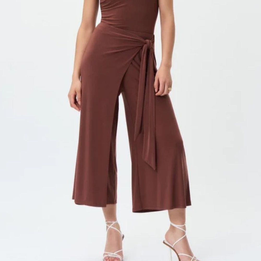 Joseph Ribkoff Black Pull On Classic Overlay Pant Wide Leg Wrap Tie Style